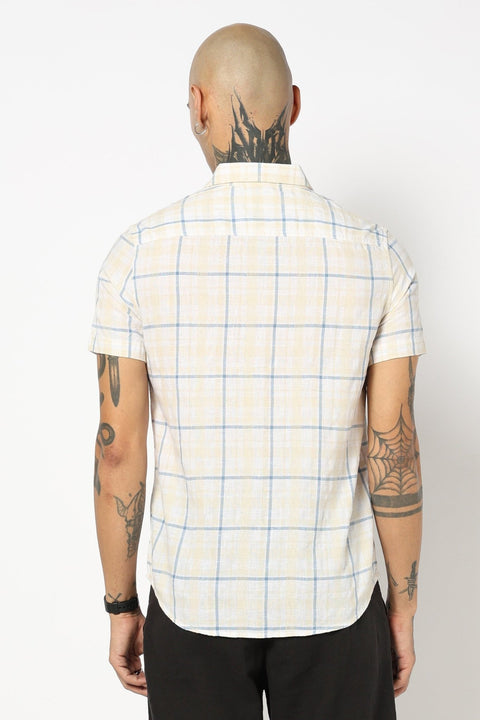 BLUE CHECKERED HALF SLEEVE SHIRT-Shirt - 250531273