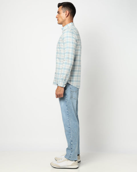 Blue Grid Tailored Fit Shirt - Shirts - 241129813
