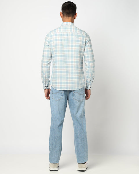 Blue Grid Tailored Fit Shirt - Shirts - 241129813