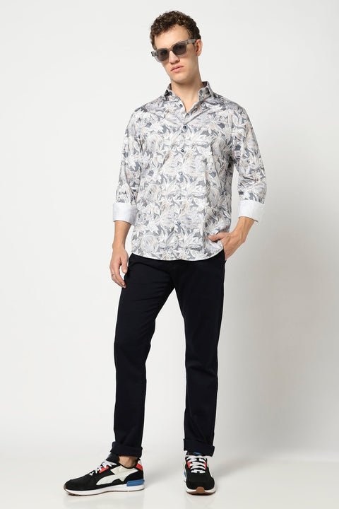 Blue Leaf Printed Shirt - Shirt - 241230082