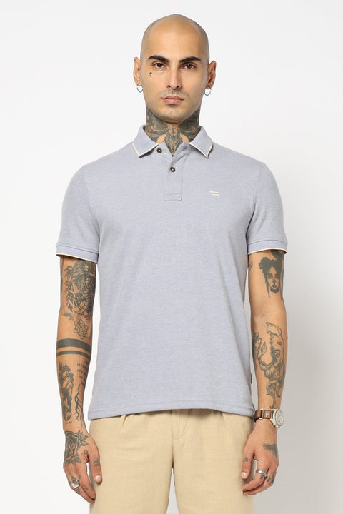 BLUE PLAIN HALF SLEEVE POLO - T Shirt - 2506301304