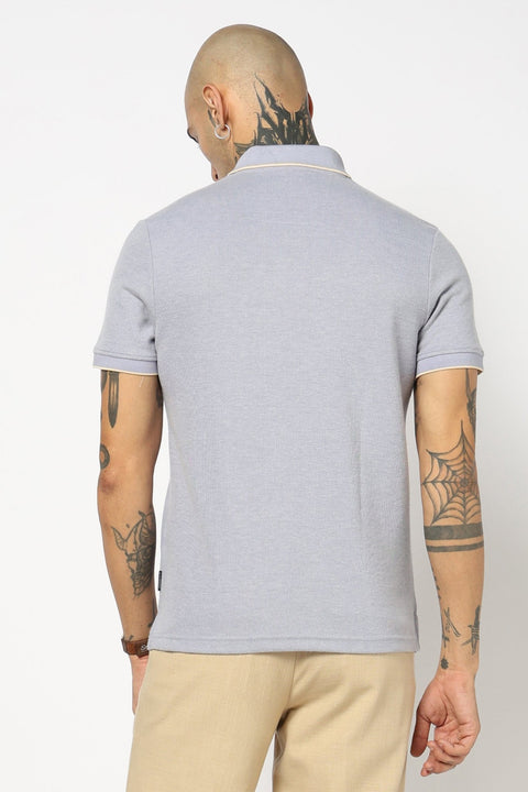 BLUE PLAIN HALF SLEEVE POLO - T Shirt - 2506301304