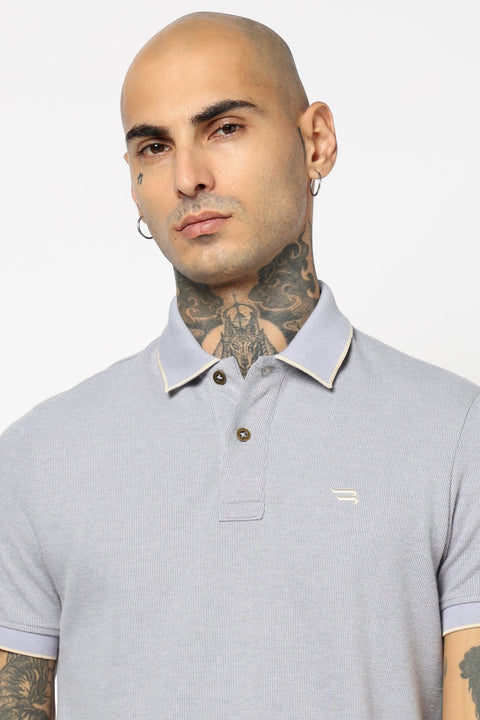 BLUE PLAIN HALF SLEEVE POLO - T Shirt - 2506301304