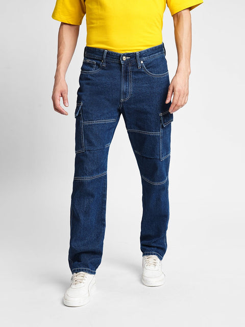 Blue Relax Fit Cargo Pants - Cargo - 240110041