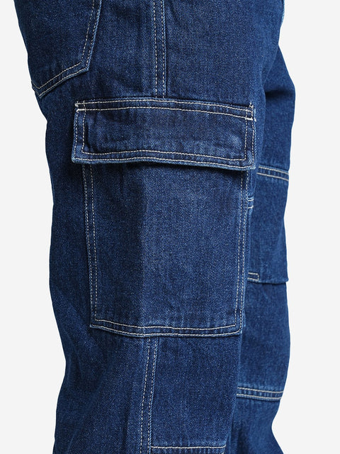 Blue Relax Fit Cargo Pants - Cargo - 240110041
