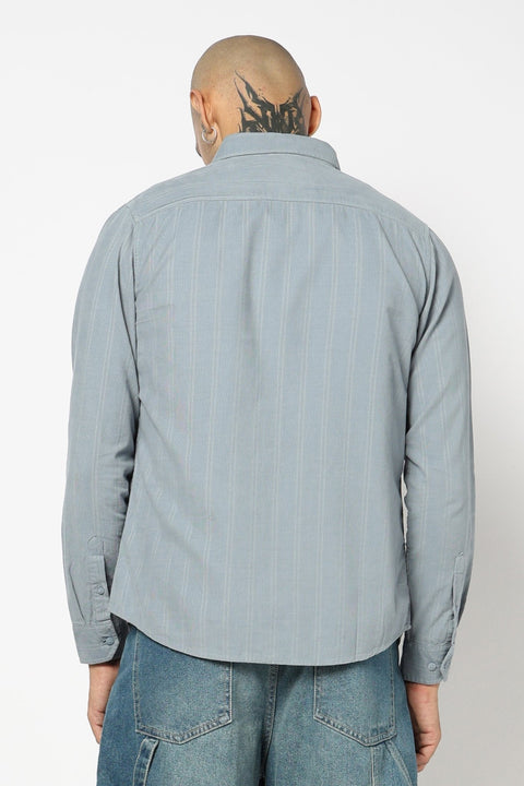 BLUE STRIPED DOUBLE POCKET UTILITY SHIRT-Shirt - 241129577
