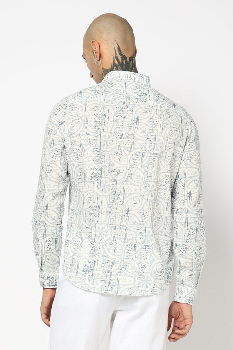 BLUE TROPICAL LEAF PRINTED SHIRT-Shirt - 250731956