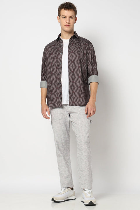 Brown Abstract Printed Shirt - Shirts - 241230227