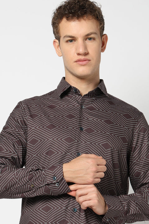 Brown Abstract Printed Shirt - Shirts - 241230227