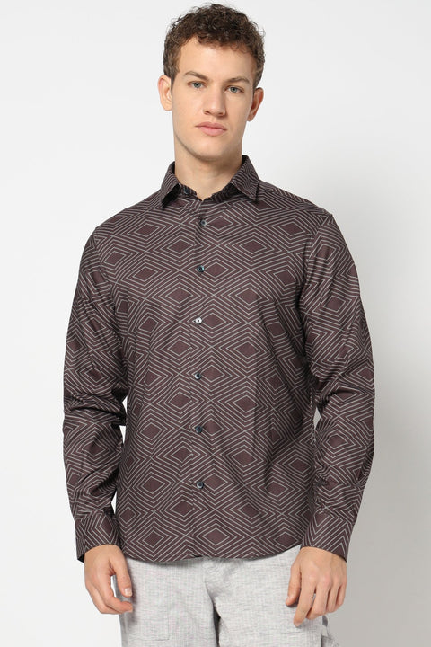 Brown Abstract Printed Shirt - Shirts - 241230227