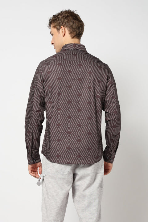 Brown Abstract Printed Shirt - Shirts - 241230227