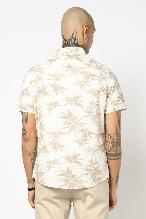 BROWN LEAF PRINTED HALF SLEEVE SHIRT-Shirt - 250531393