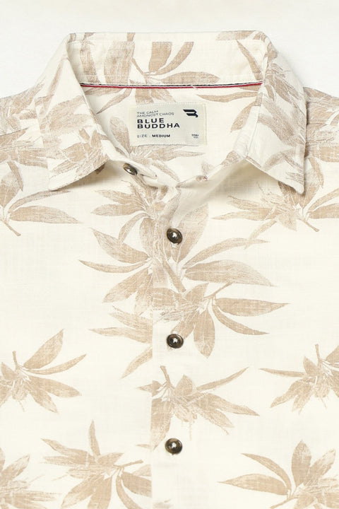 BROWN LEAF PRINTED HALF SLEEVE SHIRT-Shirt - 250531393