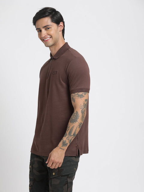 Brown Polo Cotton T-Shirt - T-Shirt - 231231182