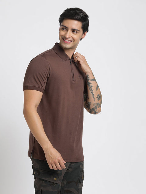 Brown Polo Cotton T-Shirt - T-Shirt - 231231182