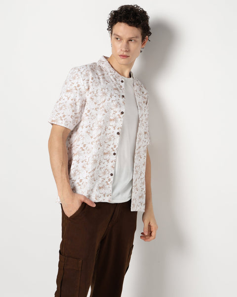 BROWN PRINT RELAX MENS SHIRT-Shirt - 240728437