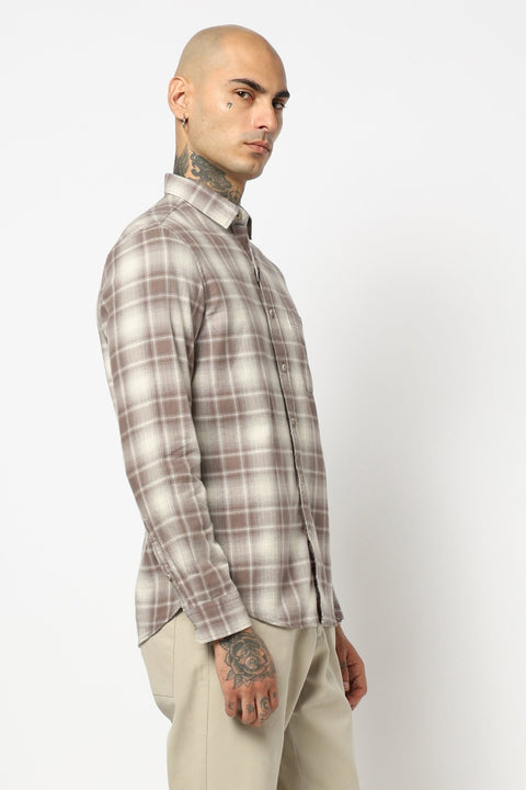 BROWN TARTAN CHECKERED FULL SLEEVE SHIRT-Shirt - 250731727