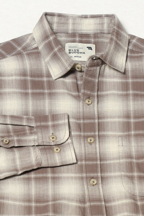 BROWN TARTAN CHECKERED FULL SLEEVE SHIRT-Shirt - 250731727