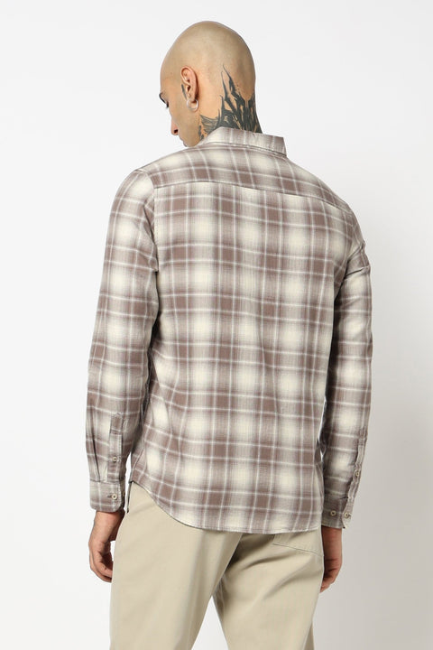 BROWN TARTAN CHECKERED FULL SLEEVE SHIRT-Shirt - 250731727