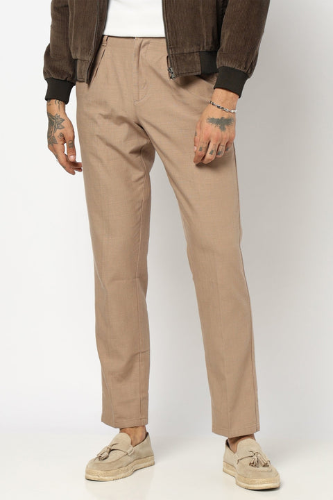 BROWN TRAVELLER FIT LINEN TROUSER - Trousers - 250740735