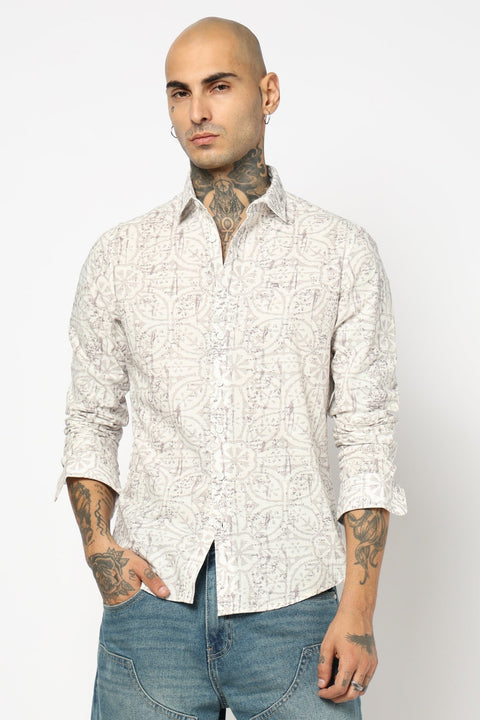 BROWN TROPICAL LEAF PRINTED SHIRT-Shirt - 250731961