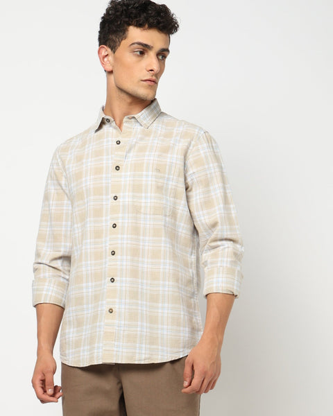 CALDEN Cream Checkered Shirt - Shirt - 250330853