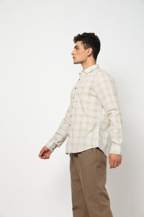 CALDEN Cream Checkered Shirt - Shirt - 250330853