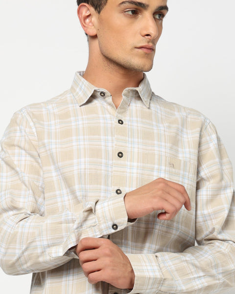 CALDEN Cream Checkered Shirt - Shirt - 250330853