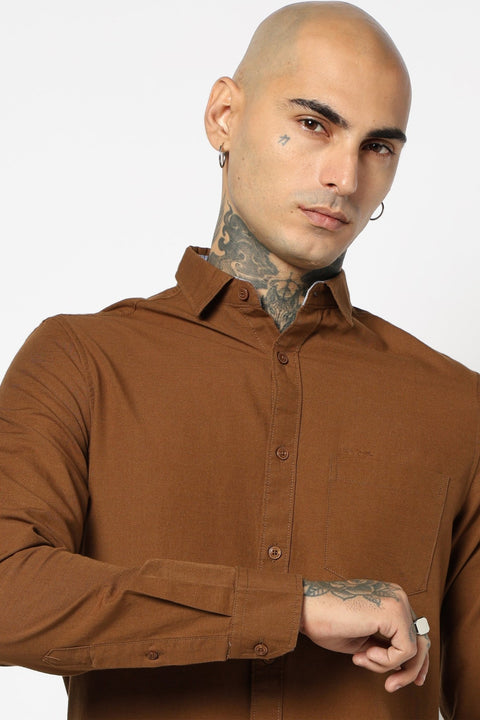 CAMEL PLAIN TAILORED FIT SHIRT-Shirts - 250531413