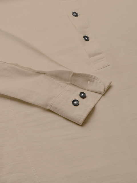 Camel Solid Cotton Shirt Kurta - Kurta - 230725393