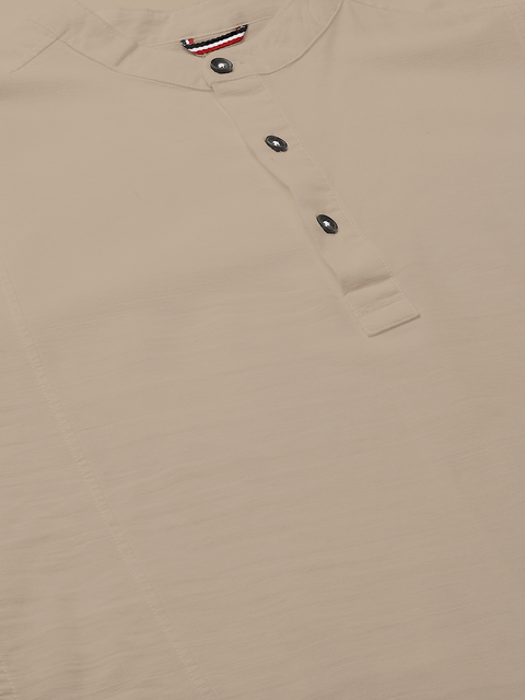 Camel Solid Cotton Shirt Kurta - Kurta - 230725393