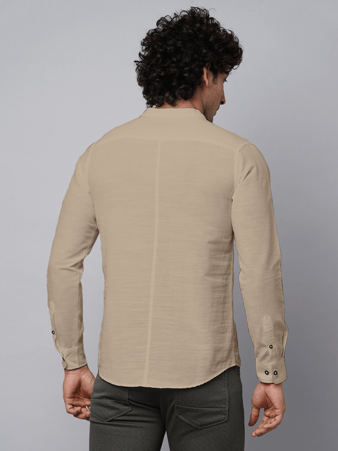 Camel Solid Cotton Shirt Kurta - Kurta - 230725393