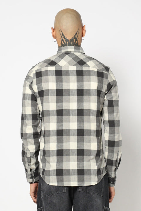 CHARCOAL CHECKERED FULL SLEEVE TAILORED FIT SHIRT-Shirt - 250631462