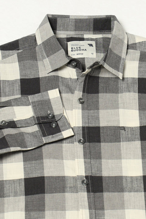 CHARCOAL CHECKERED FULL SLEEVE TAILORED FIT SHIRT-Shirt - 250631462