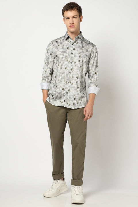 Cream Abstract Printed Shirt - Shirt - 241230127