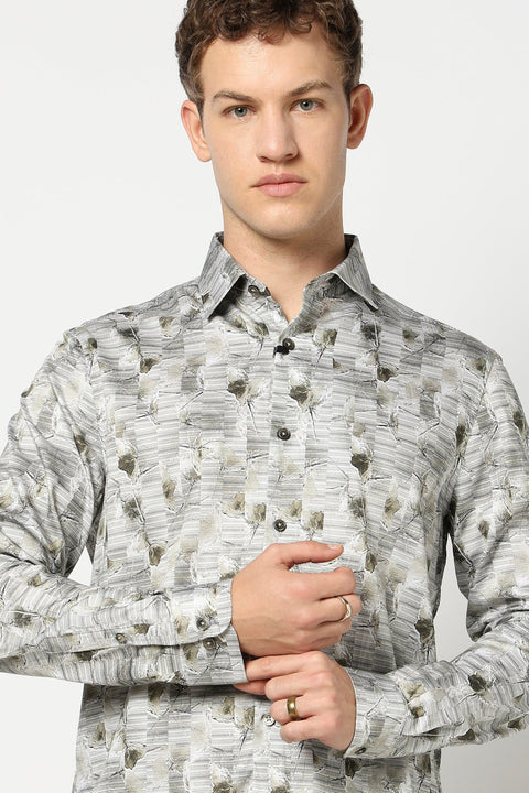 Cream Abstract Printed Shirt - Shirt - 241230127