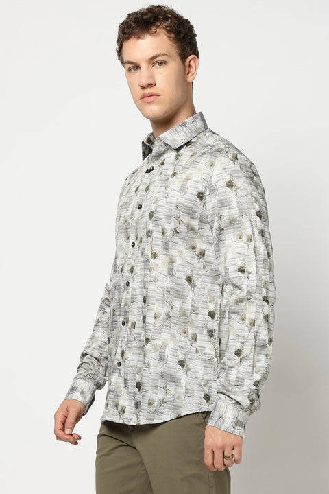Cream Abstract Printed Shirt - Shirt - 241230127
