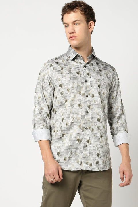 Cream Abstract Printed Shirt - Shirt - 241230127