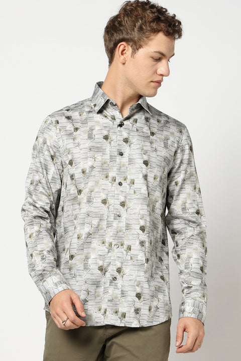 Cream Abstract Printed Shirt - Shirt - 241230127
