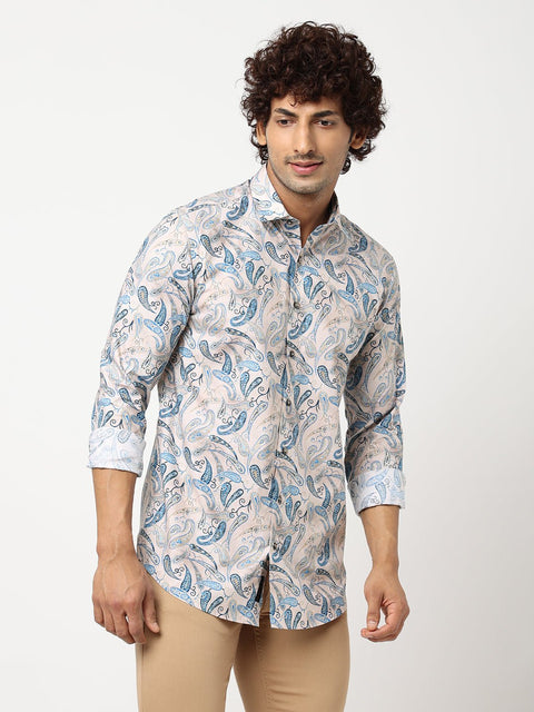 Cream Overall Printed Shirt - Shirt - 230625229