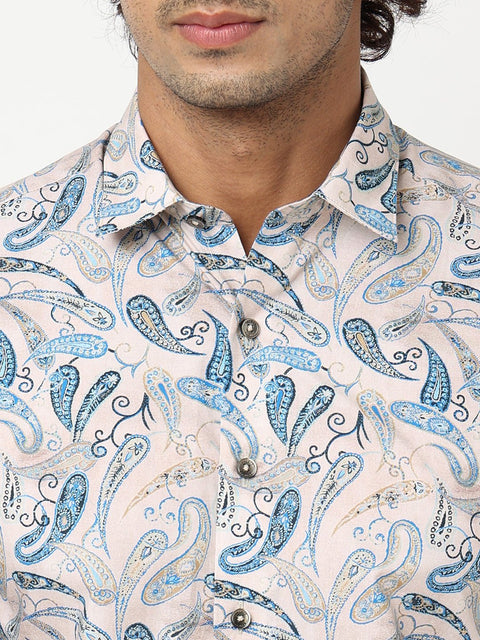 Cream Overall Printed Shirt - Shirt - 230625229