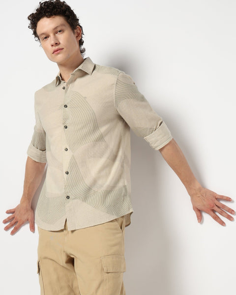 CREAM PRINT TAILORED MENS SHIRT-Shirt - 240728447