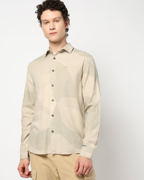 CREAM PRINT TAILORED MENS SHIRT-Shirt - 240728447
