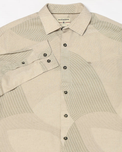 CREAM PRINT TAILORED MENS SHIRT-Shirt - 240728447
