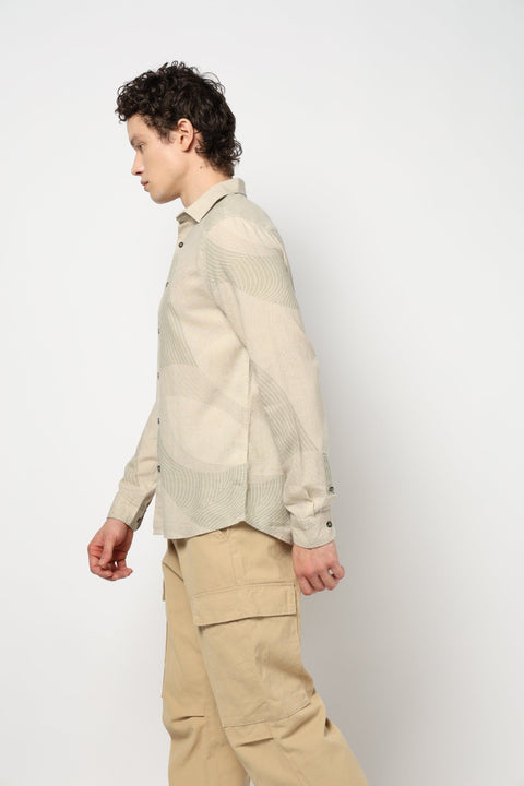CREAM PRINT TAILORED MENS SHIRT-Shirt - 240728447