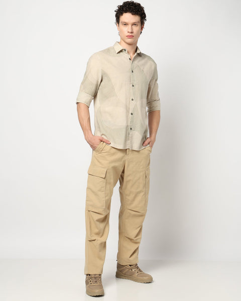 CREAM PRINT TAILORED MENS SHIRT-Shirt - 240728447