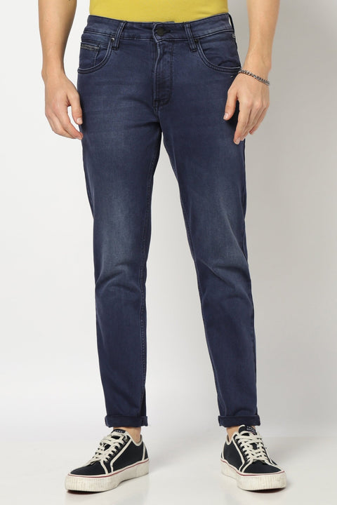 Dark Blue Ankle Fit Denim - Denim -