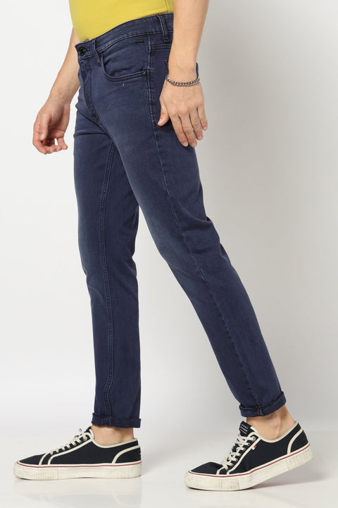 Dark Blue Ankle Fit Denim - Denim -
