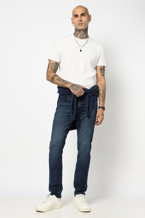 DARK BLUE PLAIN SLIM FIT JEANS - Jeans - 250710414