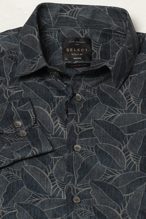 Dark Green Abstract Print Shirt - Shirts - 241230172
